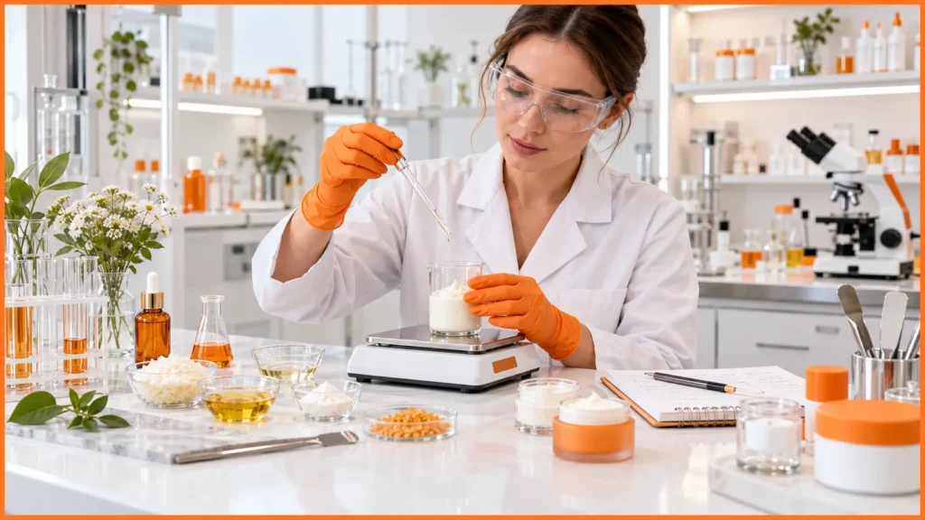 Cosmetic Formulation Lab with Warm Accents